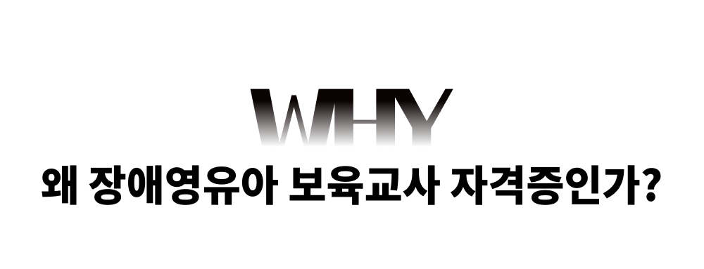 WHY 왜 장애영유아 보육교사 자격증인가?